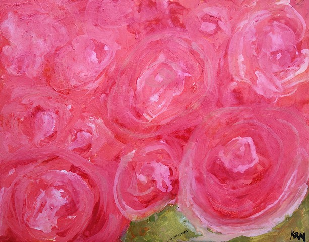 pink flower painting, abstract flower painting, wyoming, montana artist, kelsey mcdonnell
