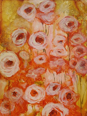 orange flower painting, wyoming art, kelsey mcdonnell, four years of flowers, feminist art, resistance art, grow through it