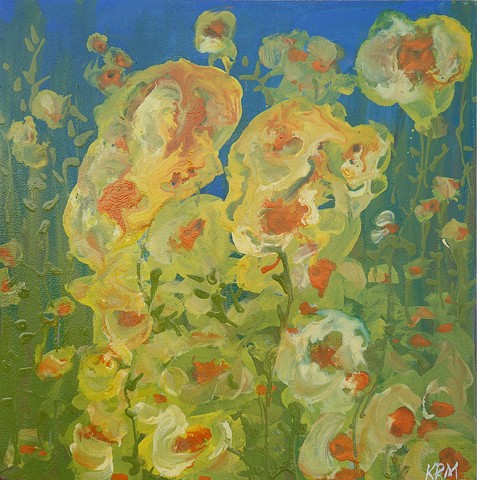 blue yellow flower painting, wyoming artist, resistance art