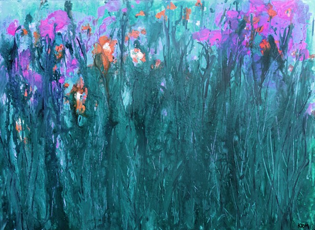green grass painting, flower painting, wyoming wildflower, wildflower art, abstract art, artist, contemporary western art