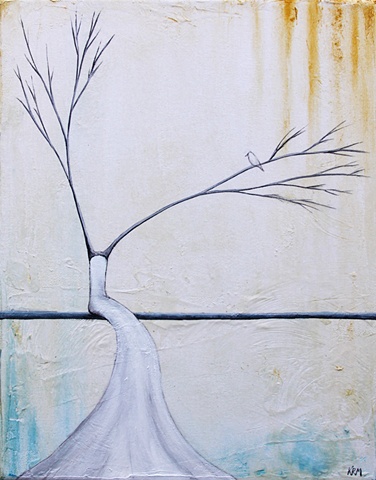 wedding dress painting, painting of bird in a tree, bird painting, art, wyoming