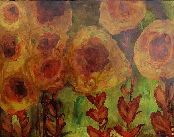 abstract sunflower painting, painting, western art, wyoming, art, artist, flowers, contemporary western art, wyoming art, monana artist, flower painting, floral design