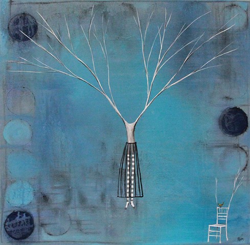 blue painting, wyoming art, kelsey mcdonnell, tree women