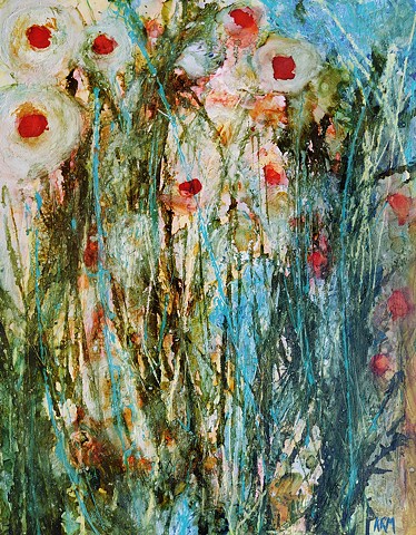 green grass painting, flower painting, wyoming wildflower, wildflower art, abstract art, artist, contemporary western art