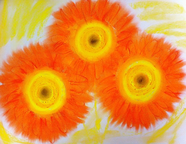 Orange Gerbera Threesome