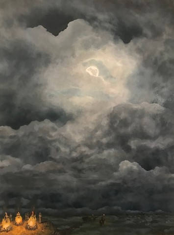 full moon contemporary art sky skies perth artist narrative witch hunts maiden mother crone