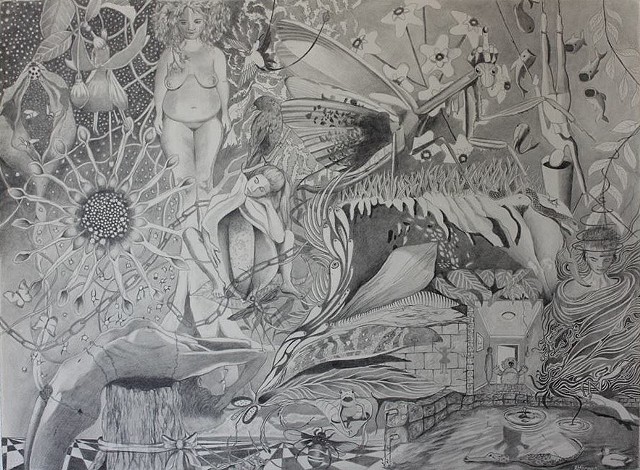 Gaia graphite on paper perth artist drawing contemporary drawing nature illustration
