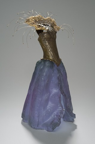 EvocativeFigurelessGarment by LindaMaeTratechaud, Cast Bronze, Cast Glass, WovenWire, Dress