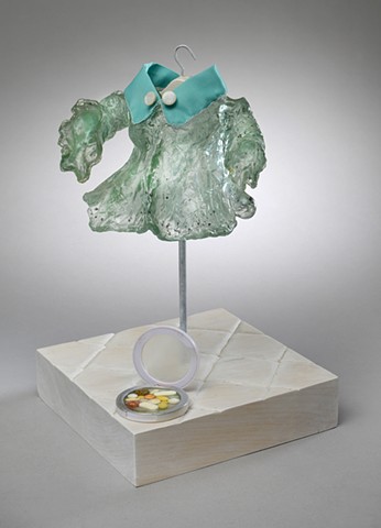 EvocativeFigurelessGarment by LindaMaeTratechaud, Sculpture, Cast Glass, Bed Jacket