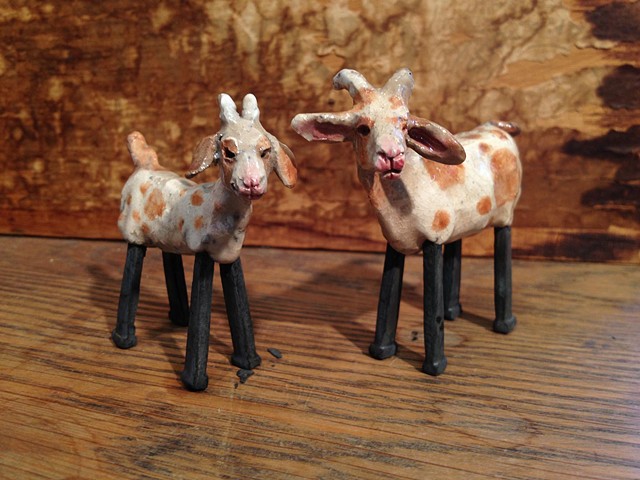 small raku goats Lisa Schumaier 