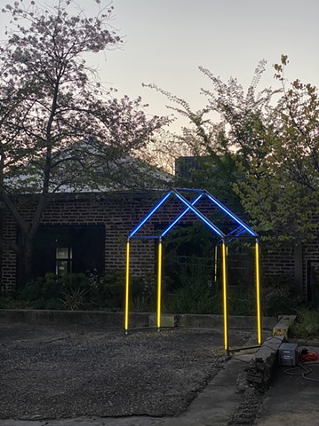 Home Forever (Blue & Yellow House) Installation