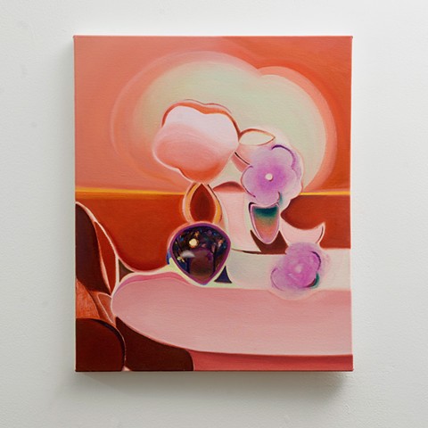 Cold Night, Red Interior, oil on canvas, 24" x20"