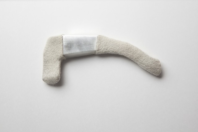 Adaptation 1 (brooch): wool, sterling silver; needle felted, formed, fabricated by Sara Owens