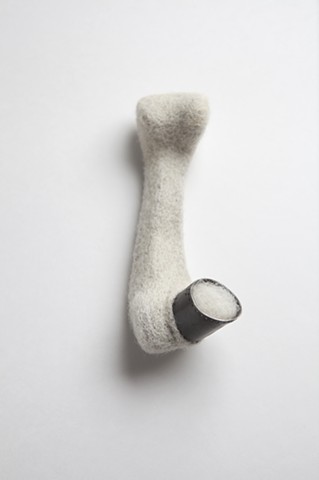 Adaptation 4 (brooch): wool, sterling silver; needle felted, formed, fabricated by Sara Owens