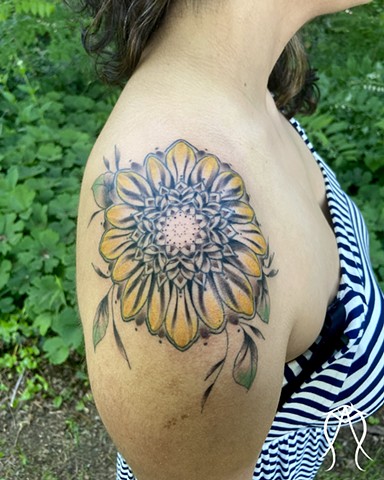 Sunflower Mandala Tattoo 