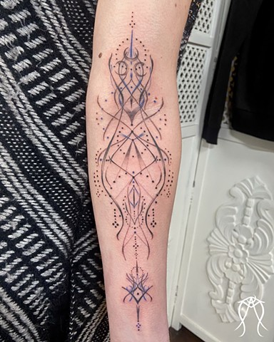 This is a fine line tattoo done by female tattoo artist Amanda Marie witchery at her private tattoo studio in central New York 