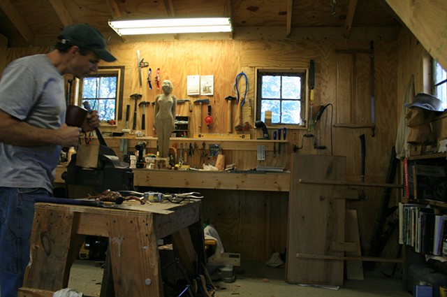 studio carving sculptor workshop sculpting Tim Pewe