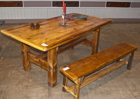 salvaged barn wood reclaimed lumber furniture custom art studio table bench