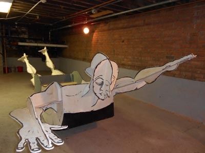 rocking multi-person art installation large scale figure