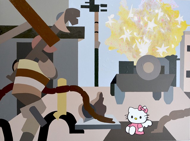 Shooter Video Game Battlefield 4 with corporate icon Hello Kitty as an angel