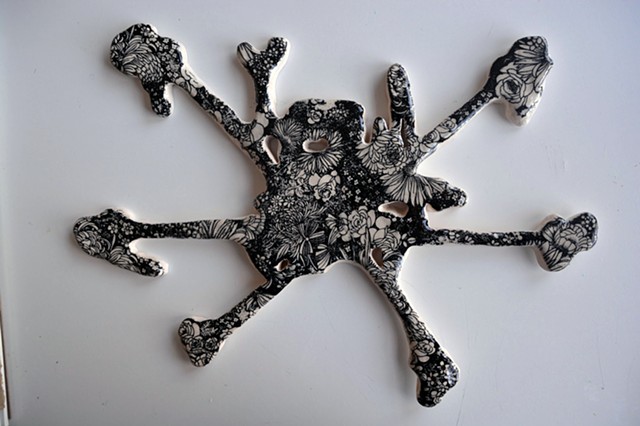 clay drone shadows decorated with floral patterns