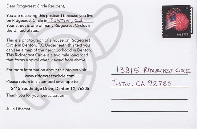 Rdigecrest Circle, USA postcard detail