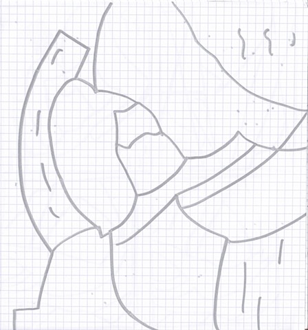 Silver Sharpie on paper 9 x 9 in