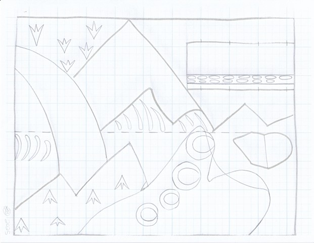 Chromatic Horizon II, Silver Sharpie on paper 11 x 17 in