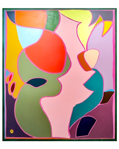 Upstream, acrylic on canvas, 100 x 88 in.