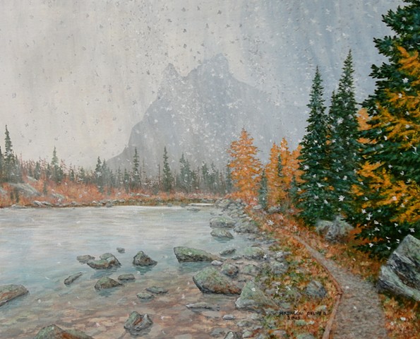 Painting, Opabin Plateau, Wiwaxy Peaks, Lake O'Hara, Canadian Rocky Mountains, Yoho Provincial Park