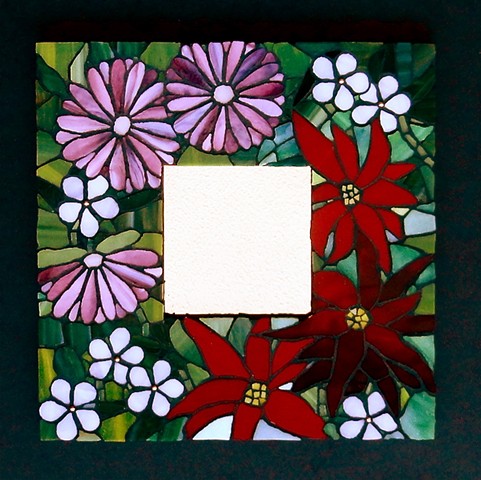 stained glass flowers mosaic mirror 
