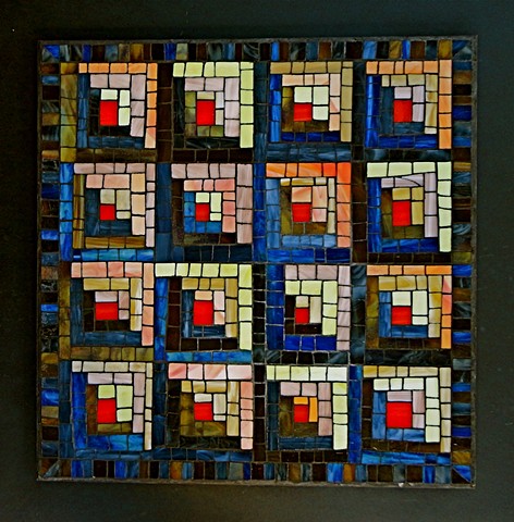 Log Cabin stained-glass mosaic