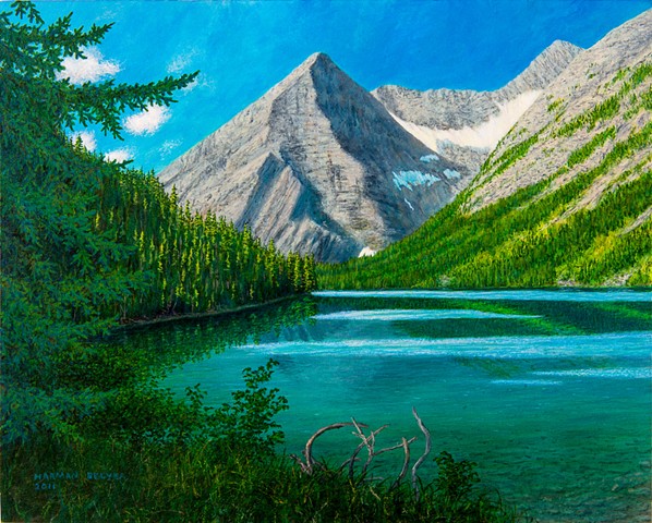 Painting, Upper Elk Lake, Elk River, Elkford, BC, Sparwood, BC, Elk Valley, Elk Lakes Provincial Park, Rocky MountainsFernie, B.C.