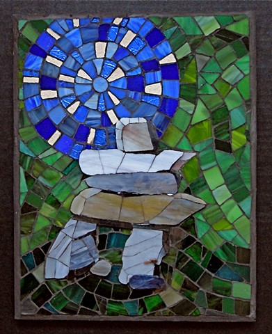 stained glass mosaic, tribute to Kenojuak Ashevak
