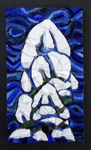 spruce tree deep snow stained glass mosaic art