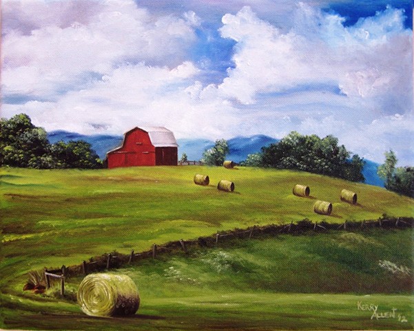 Red Barn oil painting