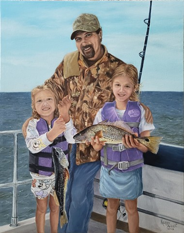 grandparents, grandkids, fishing trip, redfish, family