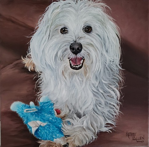 pet portrait, dog portrait, oil painting, dog, white dog