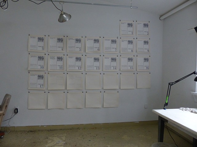 This Disposable Day Desk Calendar (February), Installation view at VCCA Residency, July 2014