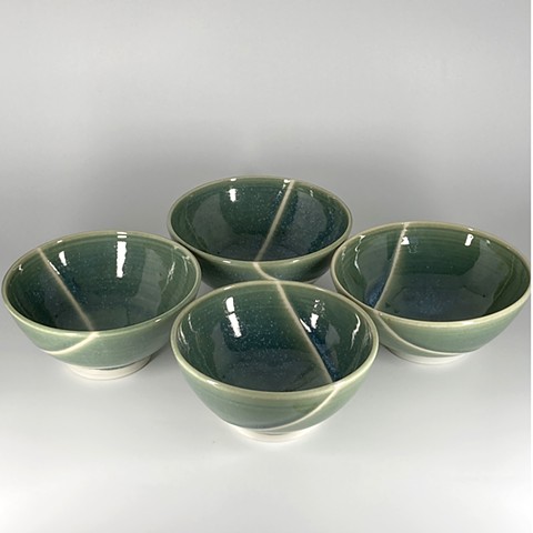 Four Oribe Bowls