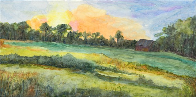 Sunrise   watercolor on canvas