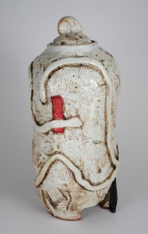 Tall White Covered Jar (view 4)