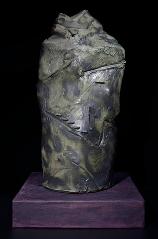 Black and Green stoneware sculpture