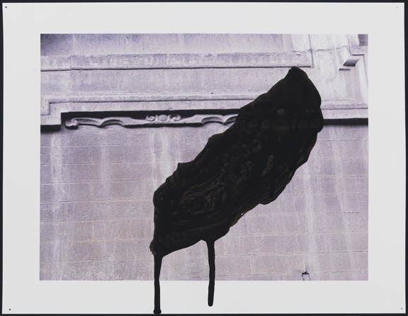 Untitled (museum wall with black wing shape)