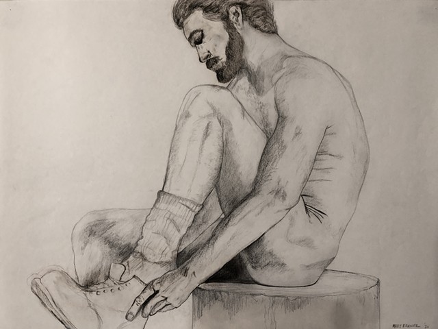 Water Kerner "Man Ties Boot" Life Drawing Class