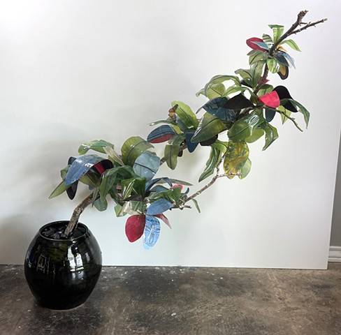 Twig with Black & Gold Glaze 