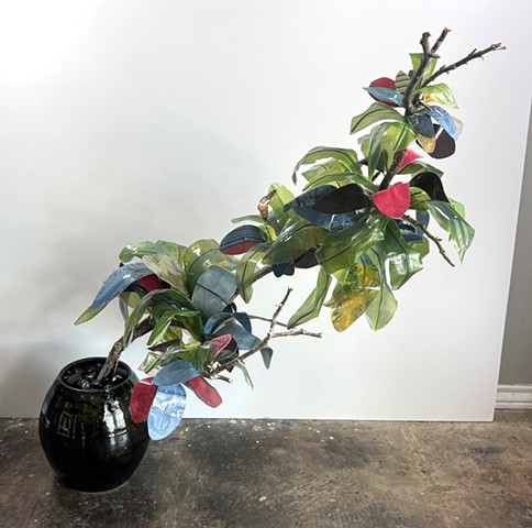 Twig with Black & Gold Glaze