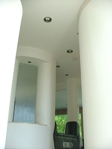 Hall with waterfall glass