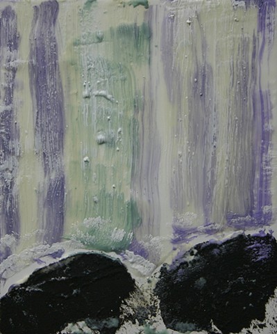 Small encaustic waterfall with tar