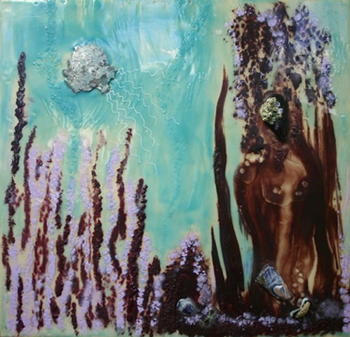 Encaustic Painting of under sea fantasy